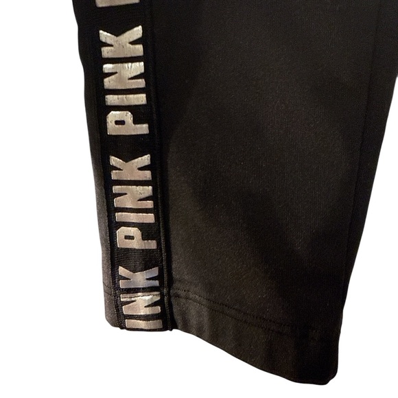 Victoria's Secret Black Leggings with White Logo on Sides Size M, Pre-Owned EUC - Picture 2 of 7